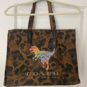 SOLD- COACH Rexy Tote 42 Field Camo Print With Rainbow Signature Rexy